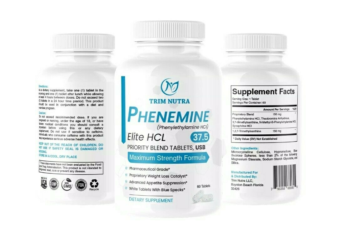 1 bottle Phenemine Elite 37.5 Max Strenght Appetite Suppressant Diet Pills