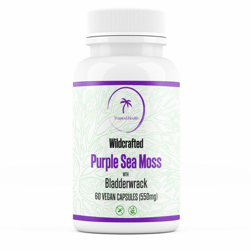 Wildcrafted Purple Sea Moss with Bladderwrack (3 Bottles - Tropical Health)