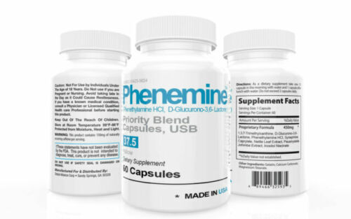 1 bottle Phenemine 37.5 Max strenght Fat Burner Appetite Suppressant Diet Pills