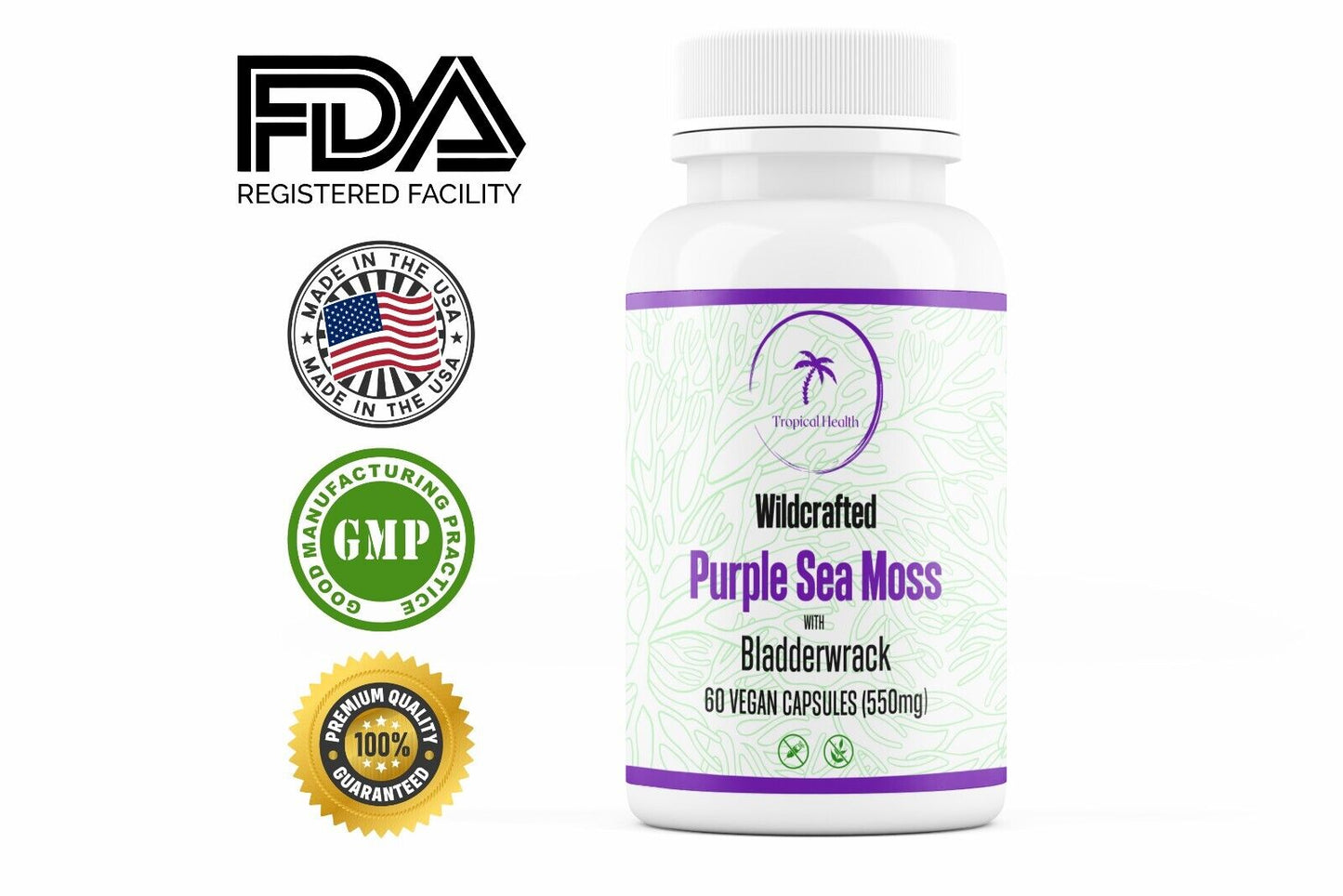 Wildcrafted Irish Sea Moss Capsules with Bladderwrack